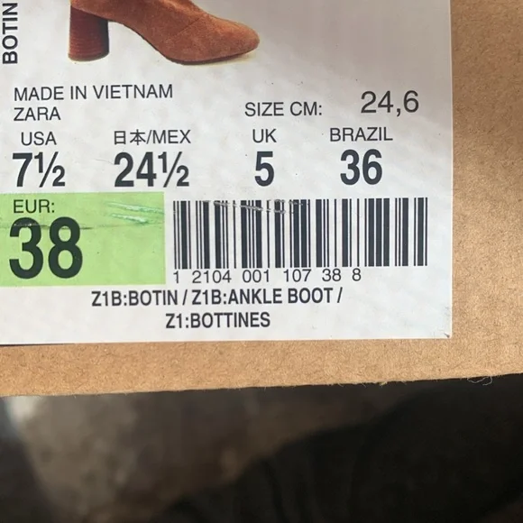 NWT Zara Suede Booties Wood Heel - Picture 10 of 10